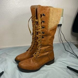 PATRIZIA Women's Snowball Tall Brown Lace Up Boots Size 9.5